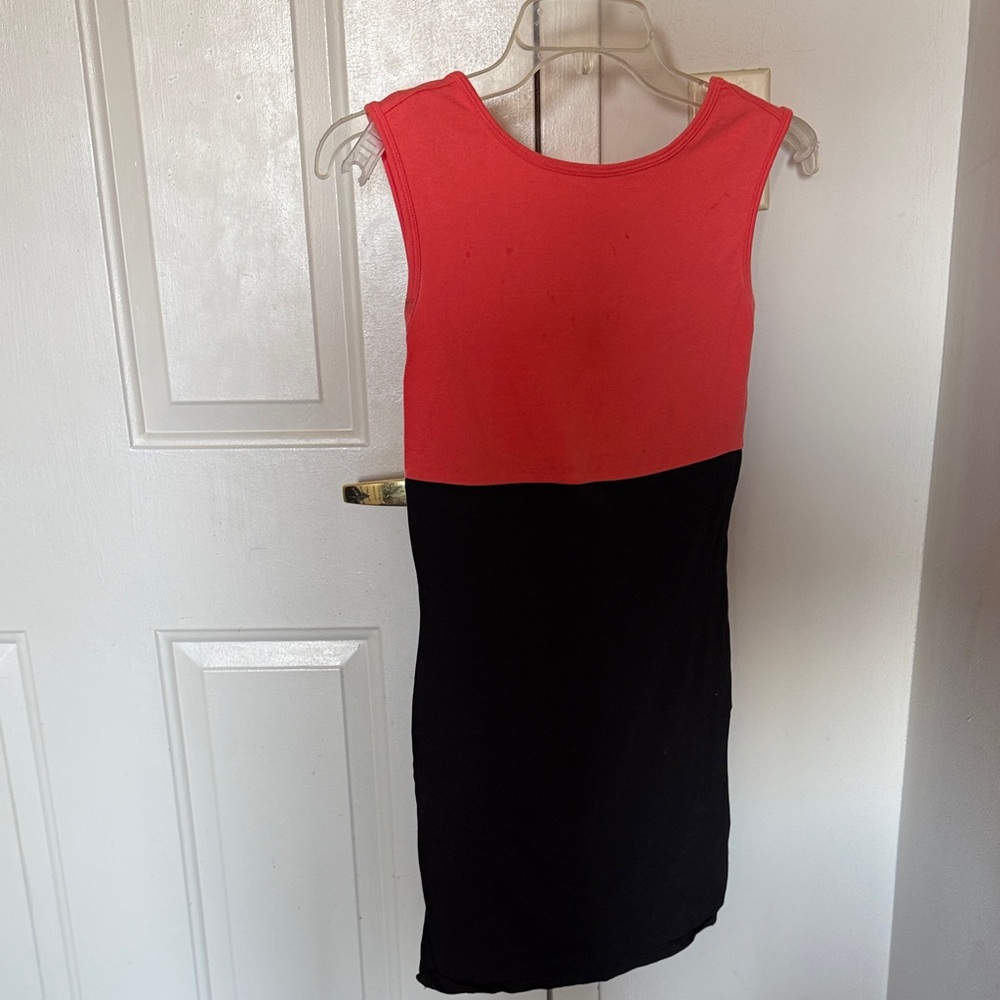 Coral and Black Bodycon Dress